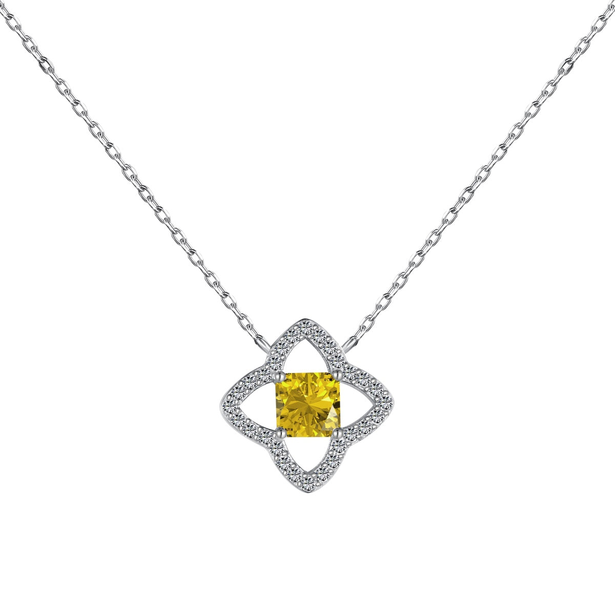 [Raffine]Exquisite Flower Shape Princess Cut Necklace
