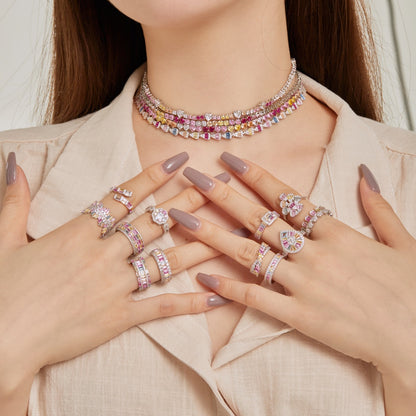 [Raffine]Delicate Colorful Tennis Necklace