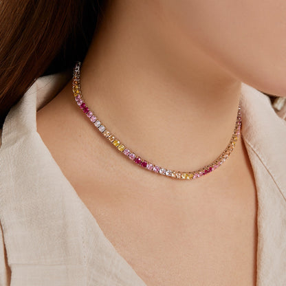 [Raffine]Delicate Colorful Tennis Necklace