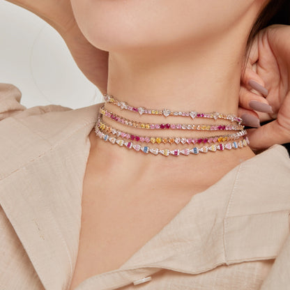 [Raffine]Delicate Colorful Tennis Necklace