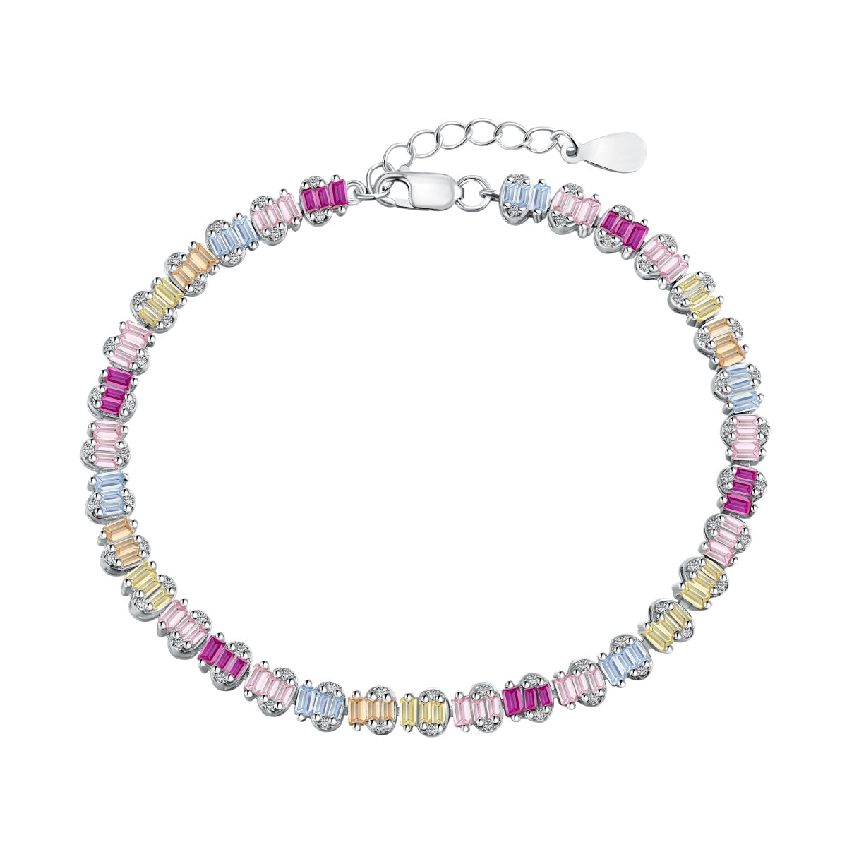 [Raffine] Delicada pulsera de fiesta con corte esmeralda colorido