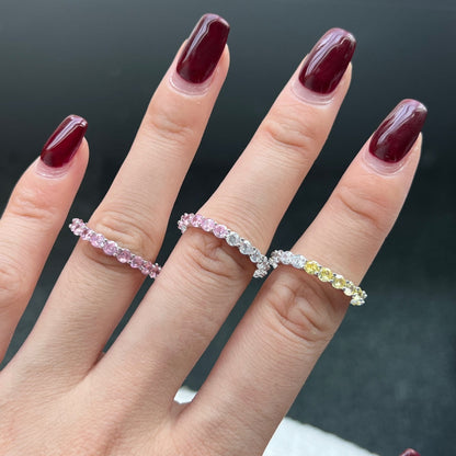 [Raffine] Anillo de tenis de corte redondo brillante