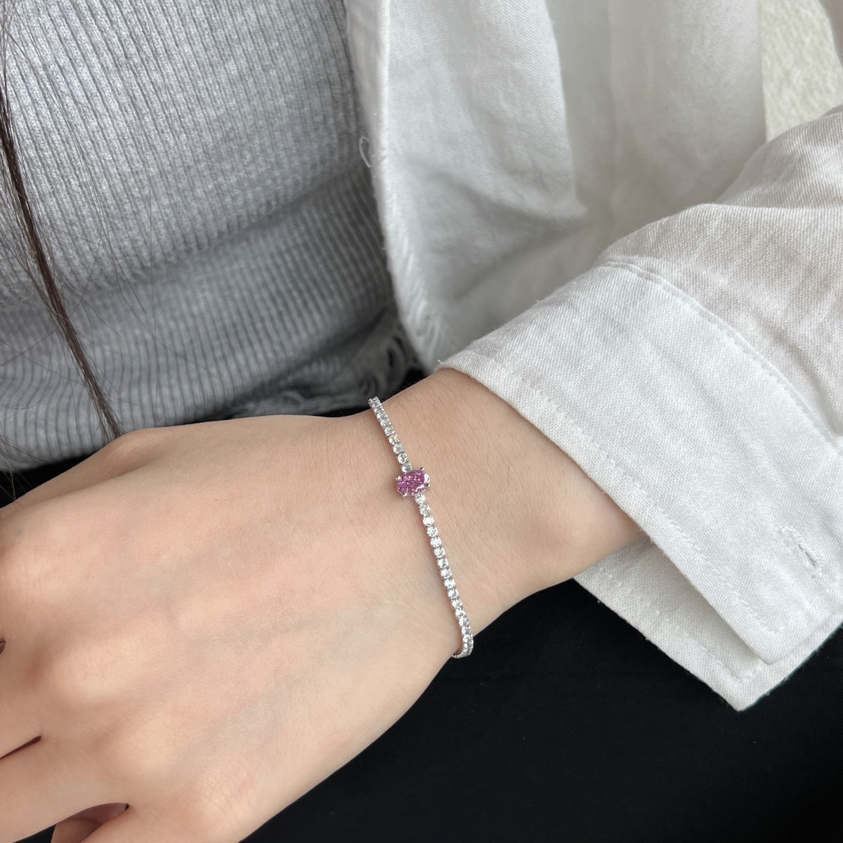 [Raffine] Pulsera diaria de corte ovalado exquisito de 0,75 quilates