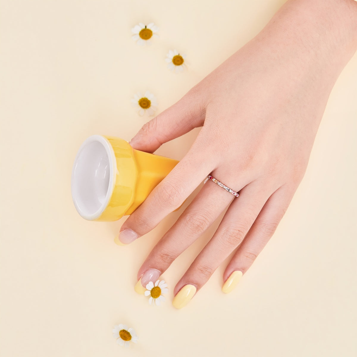 [Raffine] Anillo diario encantador y colorido con corte redondo