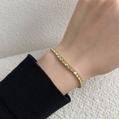[Raffine] Pulsera de tenis con corte redondo deslumbrante y ornamentada