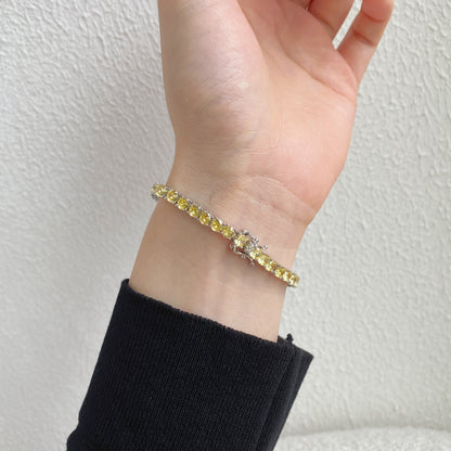 [Raffine] Pulsera de tenis con corte redondo deslumbrante y ornamentada