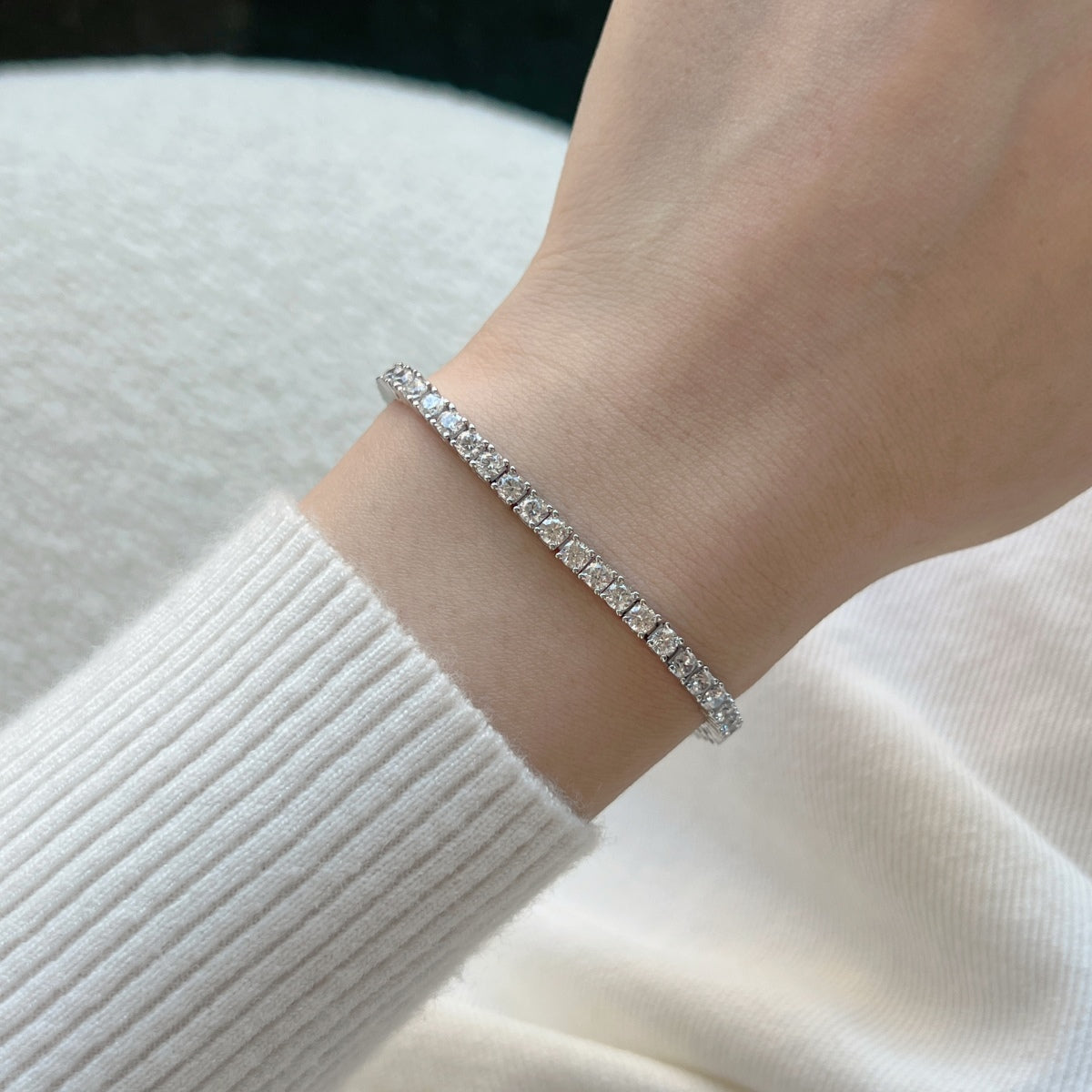 [Raffine] Delicada y encantadora pulsera de tenis con corte redondo