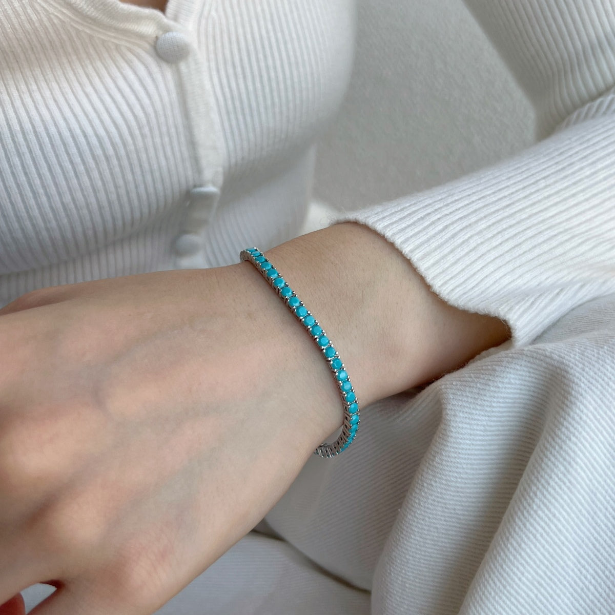 [Raffine] Delicada y encantadora pulsera de tenis con corte redondo