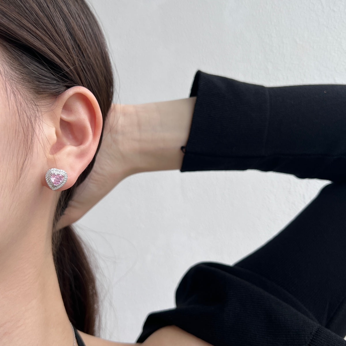[Raffine]Dazzling Heart Shape Lover Earrings