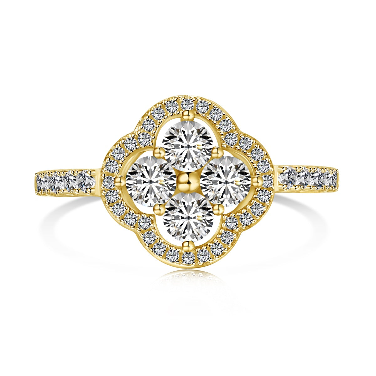 [Raffine] Anillo con diseño de flor de trébol de cuatro hojas