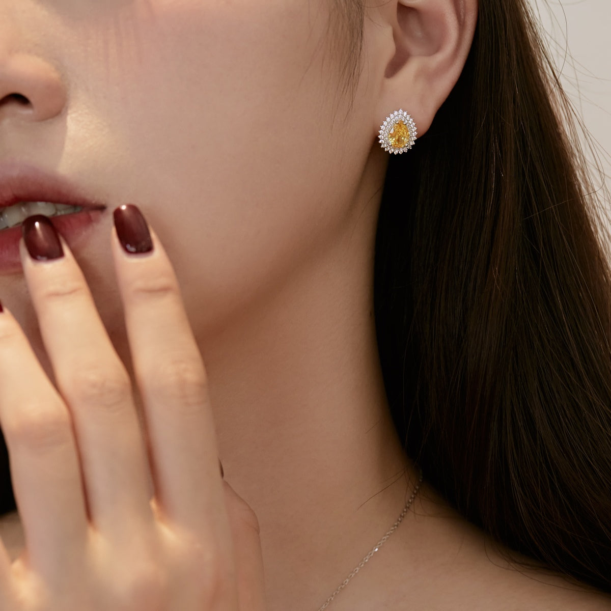 [Raffine]Delicate Gorgeous Pear Cut Daily Earrings