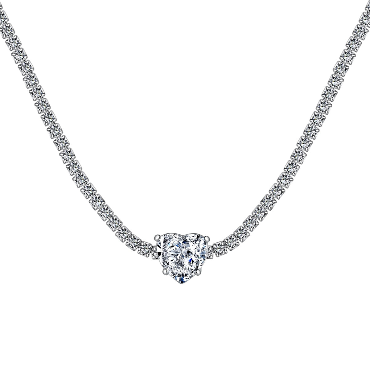 [Raffine]2.0 Carat Sparkling Tennis Heart Cut Necklace