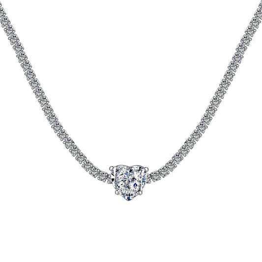 [Raffine]2.0 Carat Sparkling Tennis Heart Cut Necklace