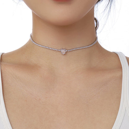 [Raffine]2.0 Carat Sparkling Tennis Heart Cut Necklace