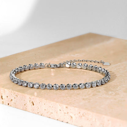 [Raffine] Pulsera diaria deslumbrante con corte redondo brillante