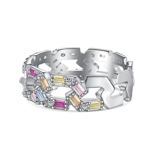 [Raffine] Anillo diario brillante y vibrante con corte esmeralda