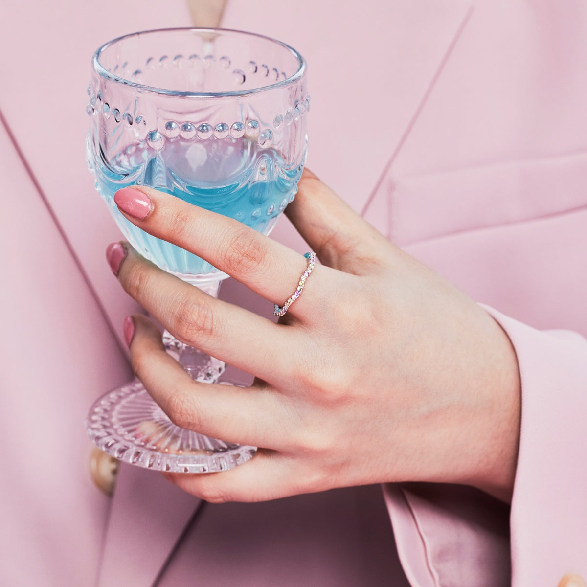 [Raffine] Anillo de fiesta de corte redondo, delicado y colorido