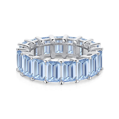 [Raffine] Anillo de tenis elegante de talla esmeralda de 0,75 quilates