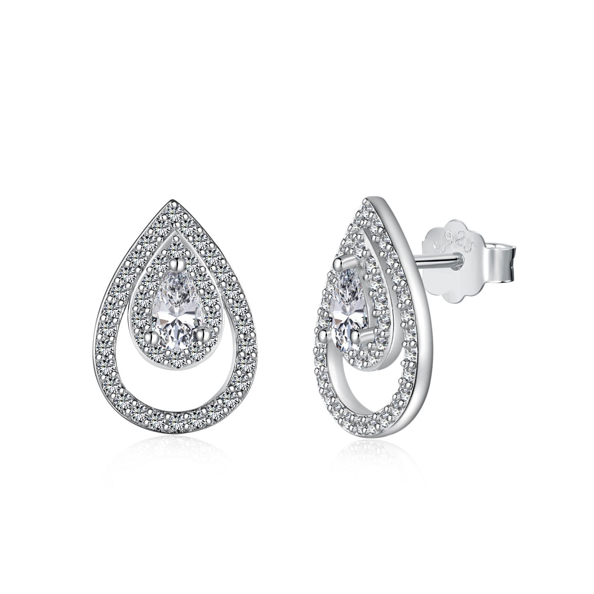 [Raffine]Sparkling Delicate Water Drop Shape Daily Earrings
