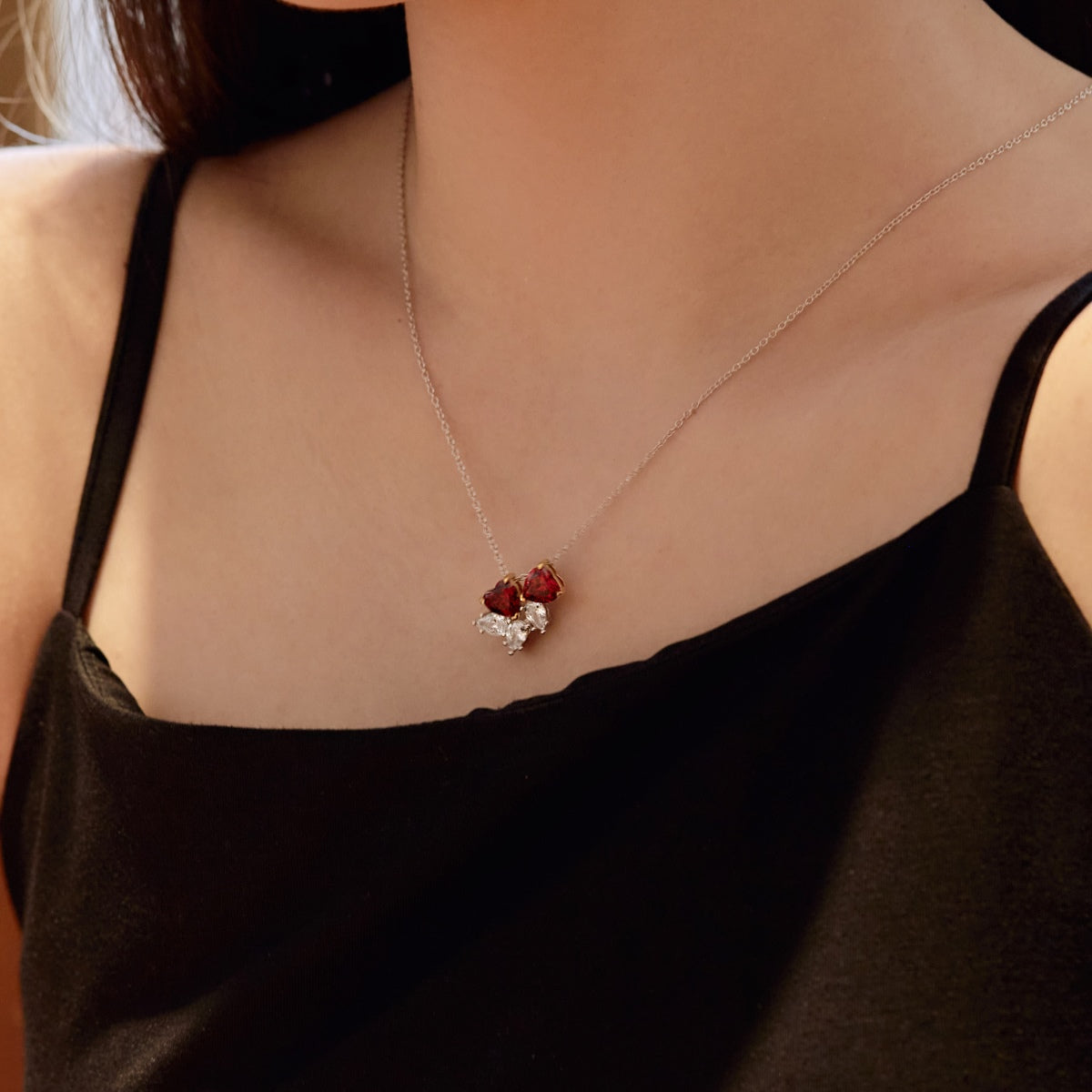 [Raffine]Dainty Red Heart Necklace