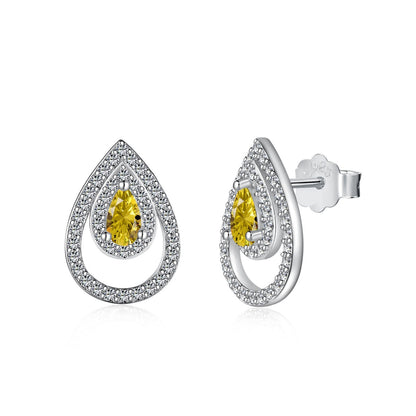 [Raffine]Sparkling Delicate Water Drop Shape Daily Earrings