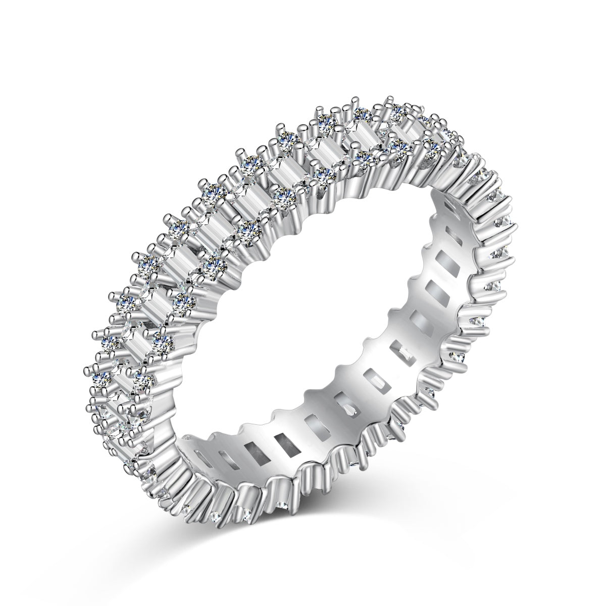 [Raffine] Anillo de cóctel con corte esmeralda adornado y llamativo