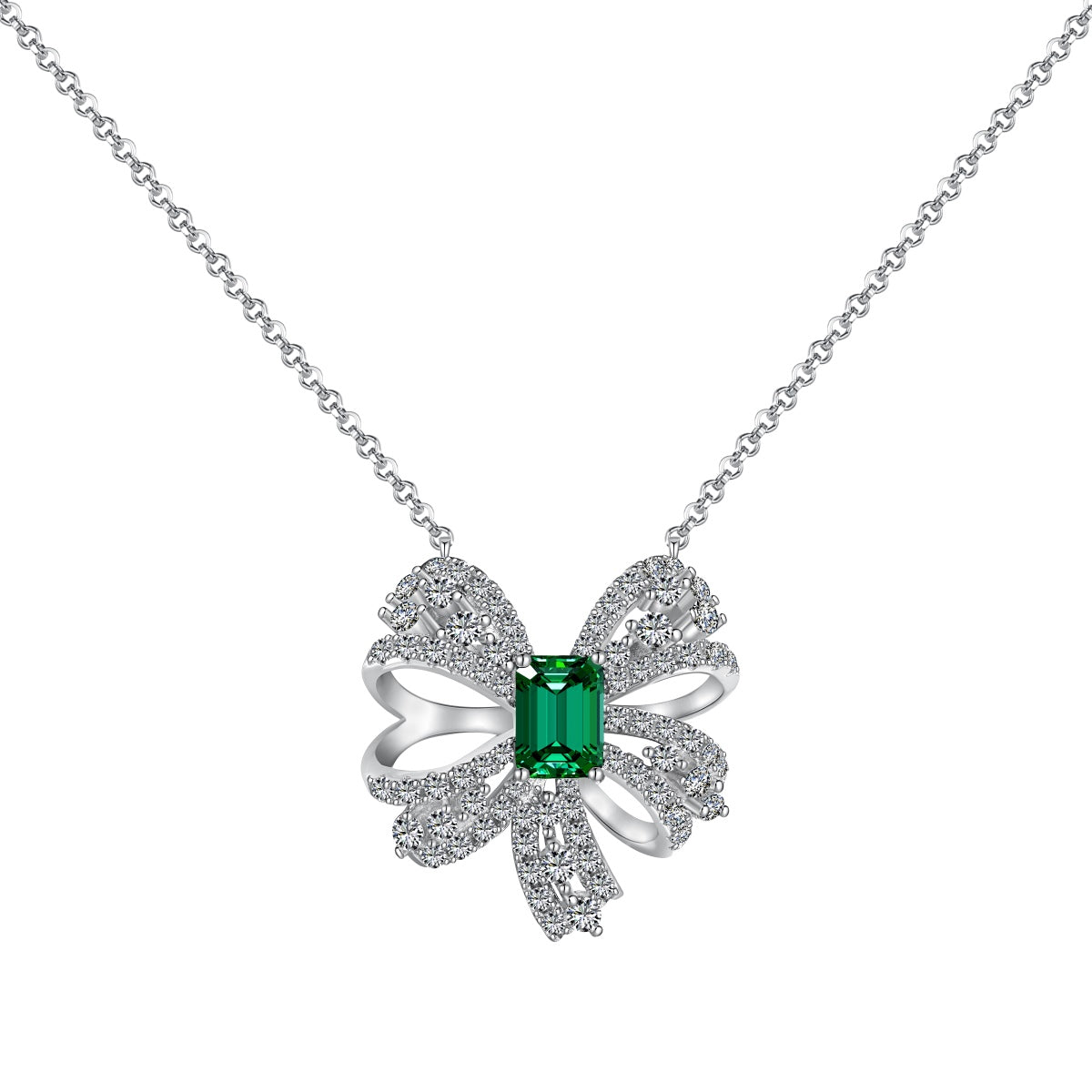 [Raffine]Luxurious Flower Shape Emerald Cut Necklace