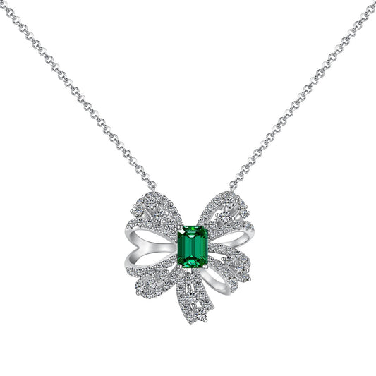 [Raffine]Luxurious Flower Shape Emerald Cut Necklace