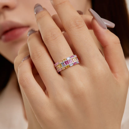 [Raffine] Anillo de fiesta de corte radiante y colorido deslumbrante