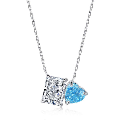 [Raffine]Dazzling Square & Heart Shape Necklace