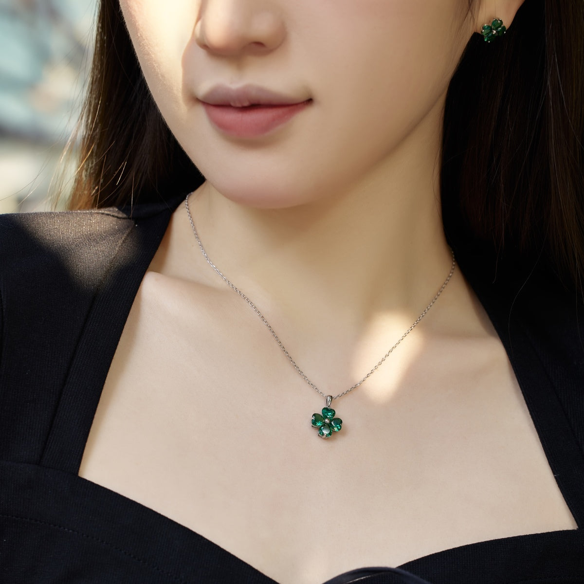 [Raffine] Collier de perles en forme de trèfle à quatre feuilles en forme de cœur