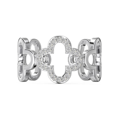 [Raffine]Hollow Design Four-Leaf Clover Flower Shape Ring