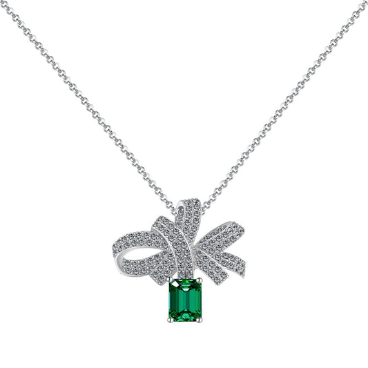 [Raffine]Luxurious Flower Shape Emerald Cut Necklace