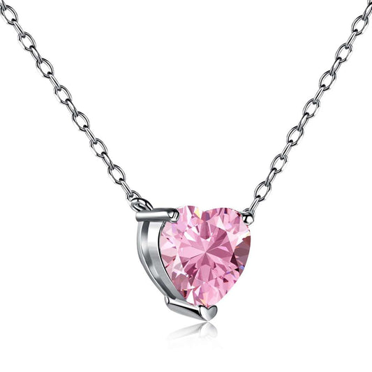 [Raffine]Heart Shape Main Stone Pendant Collarbone Necklace