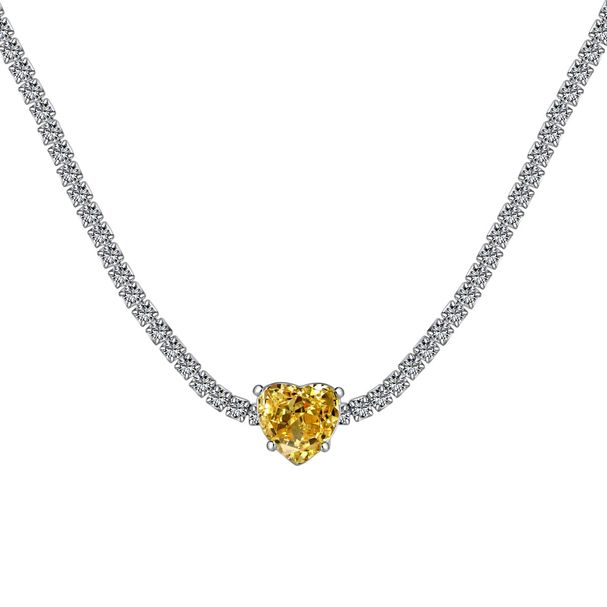 [Raffine]2.0 Carat Sparkling Tennis Heart Cut Necklace
