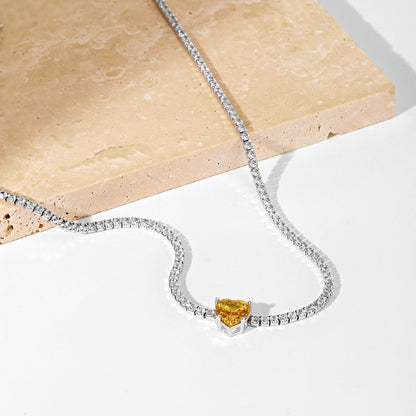[Raffine]2.0 Carat Sparkling Tennis Heart Cut Necklace