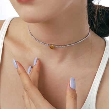 [Raffine]2.0 Carat Sparkling Tennis Heart Cut Necklace