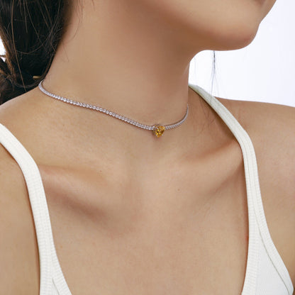 [Raffine]2.0 Carat Sparkling Tennis Heart Cut Necklace