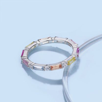 [Raffine] Anillo diario elegante con corte radiante y vibrante en tonos vibrantes