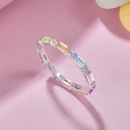 [Raffine] Anillo diario elegante con corte radiante y vibrante en tonos vibrantes