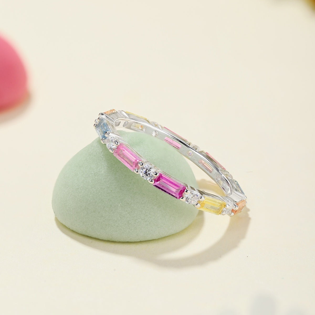 [Raffine] Anillo diario elegante con corte radiante y vibrante en tonos vibrantes