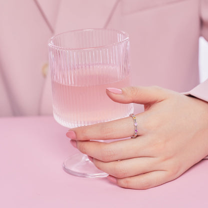 [Raffine] Anillo de tenis de corte redondo brillante y colorido