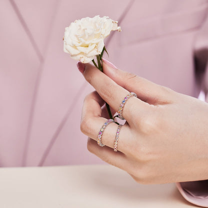 [Raffine] Anillo de tenis de corte redondo brillante y colorido