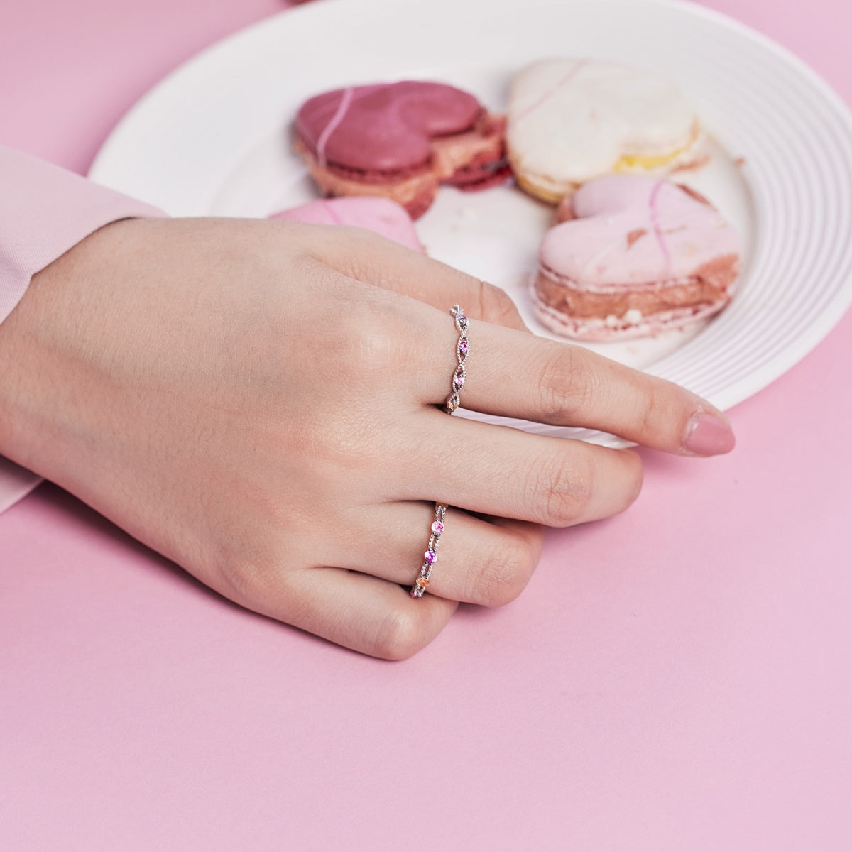 [Raffine] Anillo de tenis de corte redondo brillante y colorido