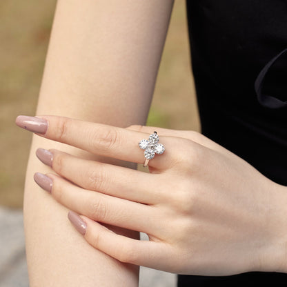 [Raffine] Anillo de estrella de ocho puntas con trébol de cuatro hojas