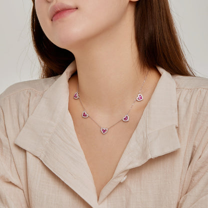 [Raffine]Sparkling Five Heart Necklace