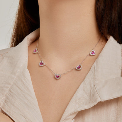 [Raffine]Sparkling Five Heart Necklace