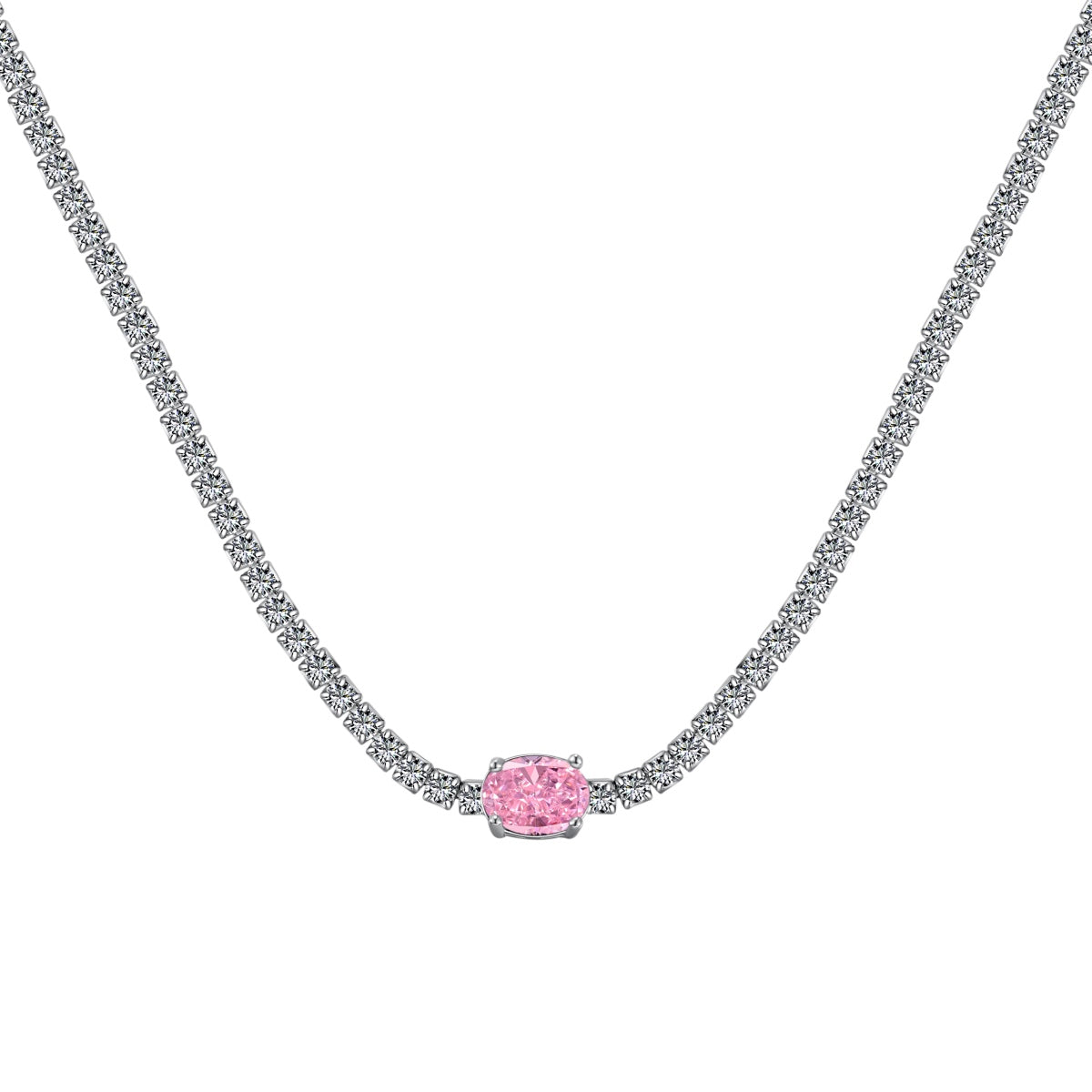 [Raffine]1.0 Carat Shining Oval Cut Necklace
