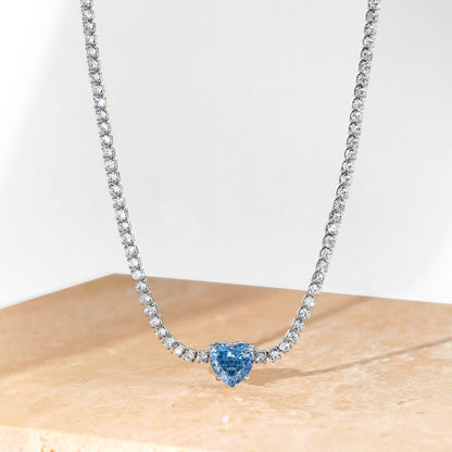 [Raffine]2.0 Carat Sparkling Tennis Heart Cut Necklace