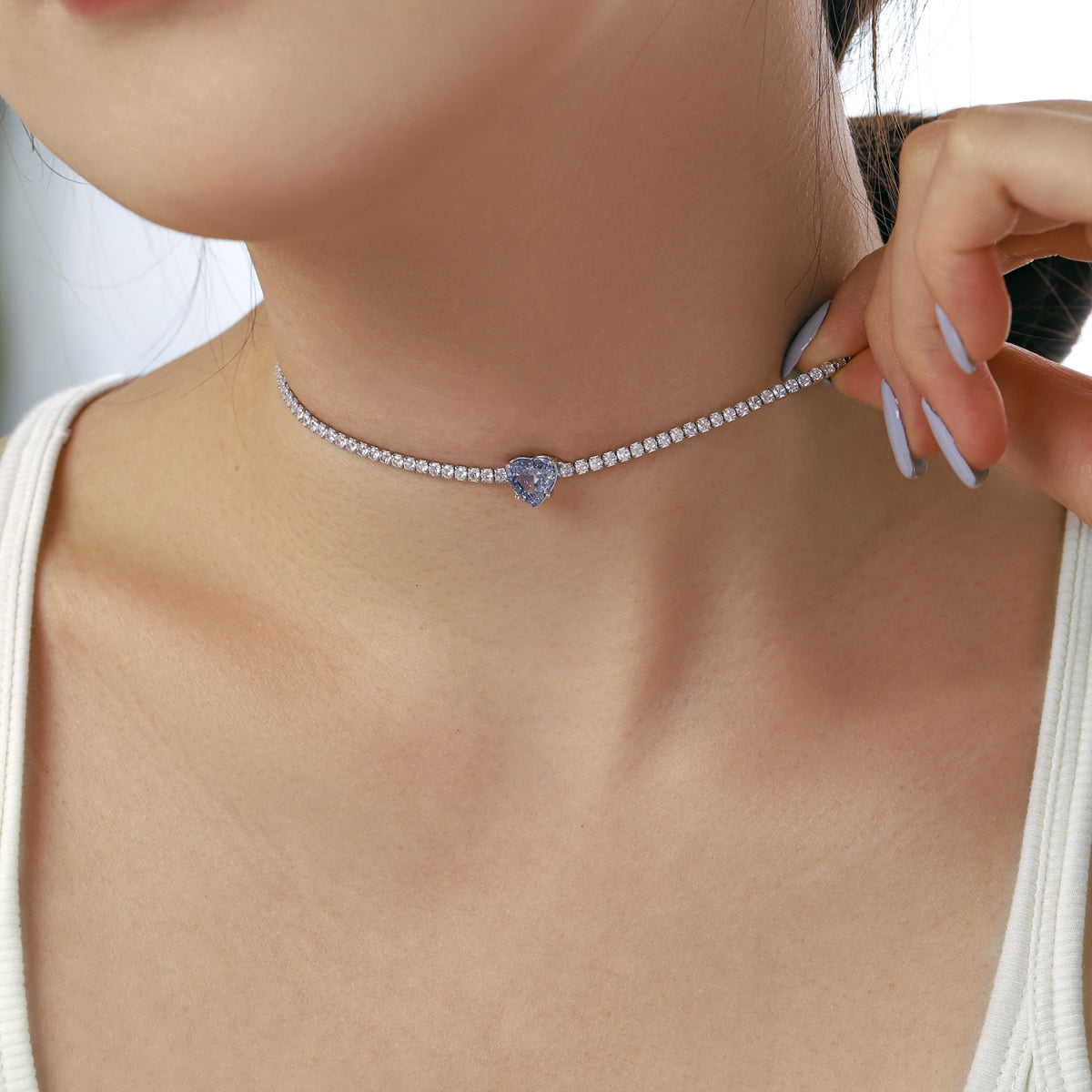 [Raffine]2.0 Carat Sparkling Tennis Heart Cut Necklace